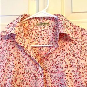 Luciano Barbera pink floral button up long sleeve shirt size 40 Made in Italy